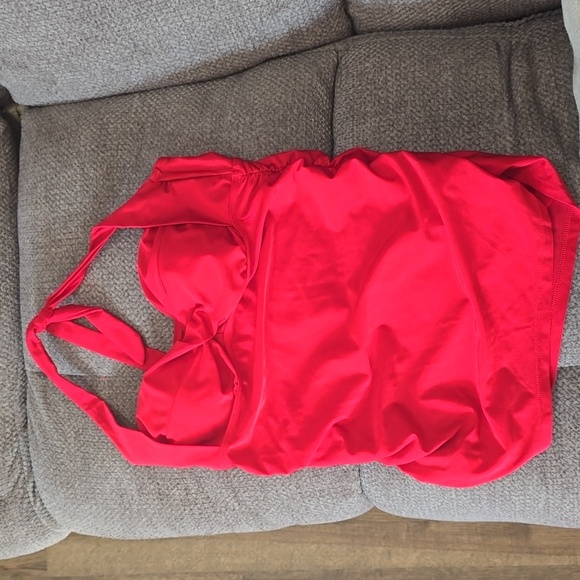 EUC red tankini halter swim top - Picture 2 of 5